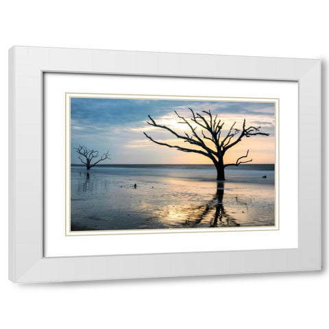 Reflections of Boneyard Beach White Modern Wood Framed Art Print with Double Matting by Head, Danny