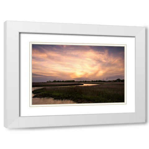 Low Country Sunset I White Modern Wood Framed Art Print with Double Matting by Head, Danny
