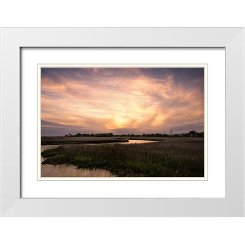 Low Country Sunset I White Modern Wood Framed Art Print with Double Matting by Head, Danny