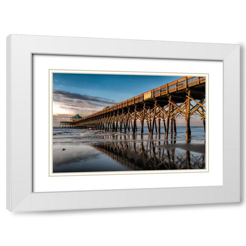 Sun Bath on Folly Beach White Modern Wood Framed Art Print with Double Matting by Head, Danny