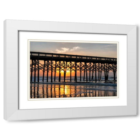 Pier Reflections II White Modern Wood Framed Art Print with Double Matting by Head, Danny