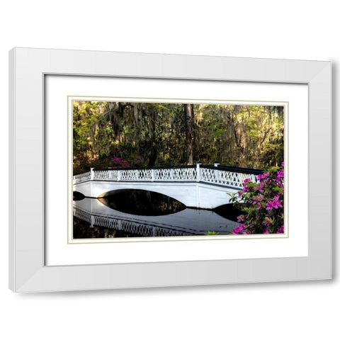 White Bridge Reflections White Modern Wood Framed Art Print with Double Matting by Head, Danny