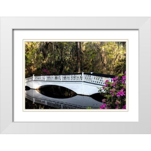 White Bridge Reflections White Modern Wood Framed Art Print with Double Matting by Head, Danny