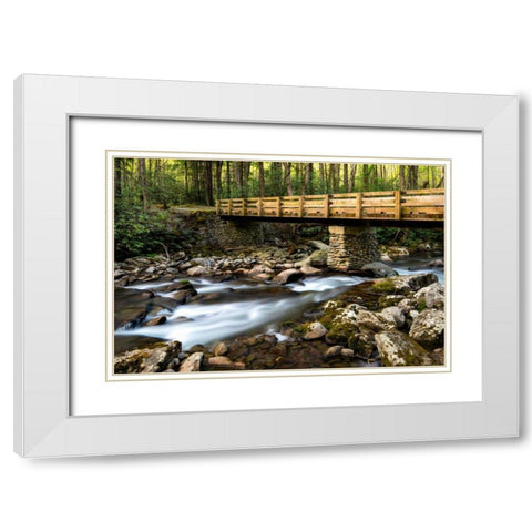 Bridge and Cascade I White Modern Wood Framed Art Print with Double Matting by Head, Danny