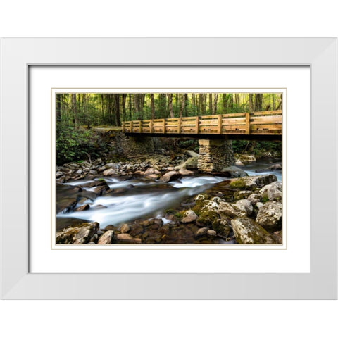 Bridge and Cascade I White Modern Wood Framed Art Print with Double Matting by Head, Danny