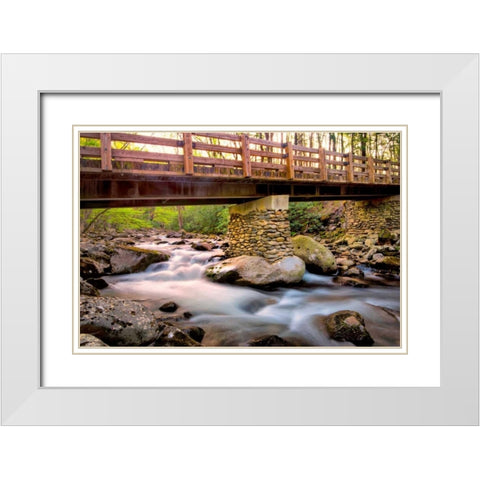 Bridge and Cascade III White Modern Wood Framed Art Print with Double Matting by Head, Danny