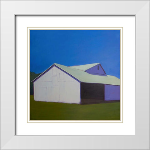 Lonely Barn  White Modern Wood Framed Art Print with Double Matting by Young, Carol