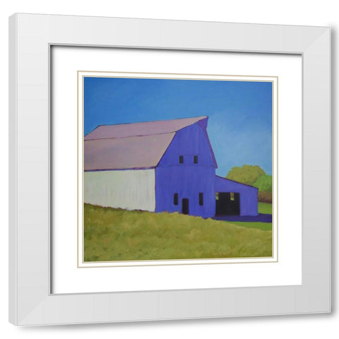 Over the Hill White Modern Wood Framed Art Print with Double Matting by Young, Carol