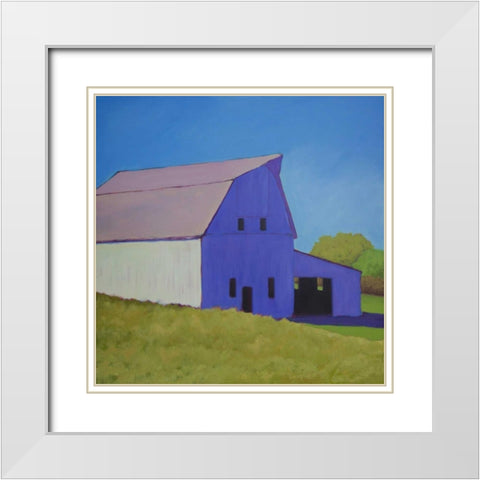 Over the Hill White Modern Wood Framed Art Print with Double Matting by Young, Carol