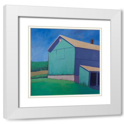 Rustic Teal White Modern Wood Framed Art Print with Double Matting by Young, Carol