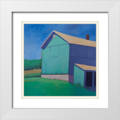 Rustic Teal White Modern Wood Framed Art Print with Double Matting by Young, Carol