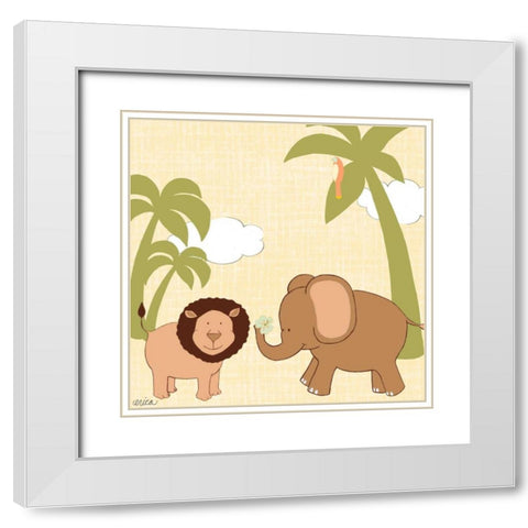 Baby Jungle IV White Modern Wood Framed Art Print with Double Matting by Vess, June Erica