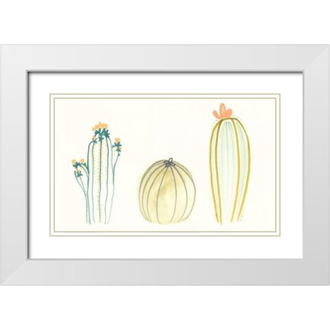 Funky Succulents IV White Modern Wood Framed Art Print with Double Matting by Vess, June Erica