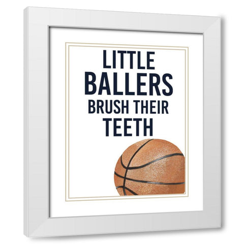 Little Ballers I White Modern Wood Framed Art Print with Double Matting by Studio W