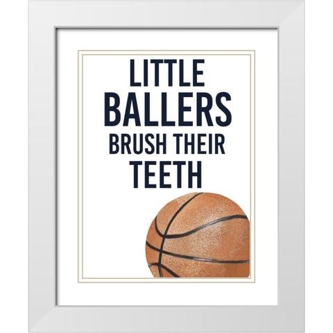 Little Ballers I White Modern Wood Framed Art Print with Double Matting by Studio W