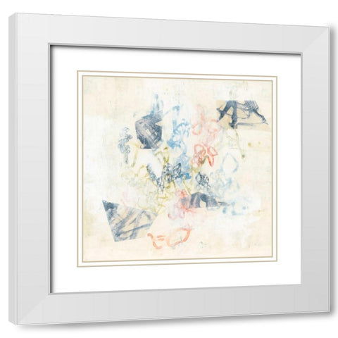 Pastel Scribble I White Modern Wood Framed Art Print with Double Matting by Goldberger, Jennifer