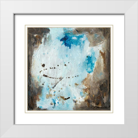 Blue Cliffs I White Modern Wood Framed Art Print with Double Matting by Combs, Joyce