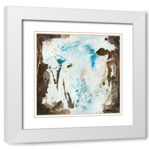 Blue Cliffs II White Modern Wood Framed Art Print with Double Matting by Combs, Joyce