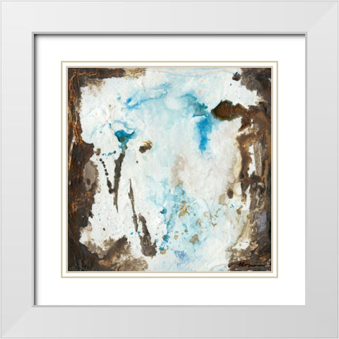 Blue Cliffs II White Modern Wood Framed Art Print with Double Matting by Combs, Joyce