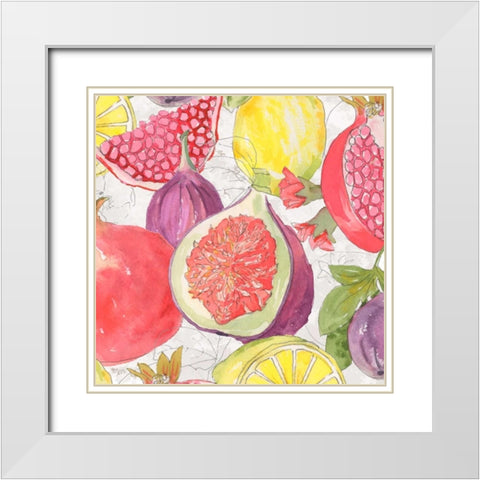 Fruit Medley I White Modern Wood Framed Art Print with Double Matting by Mark, Leslie