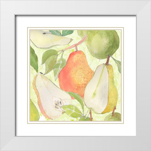 Pear Medley I White Modern Wood Framed Art Print with Double Matting by Mark, Leslie