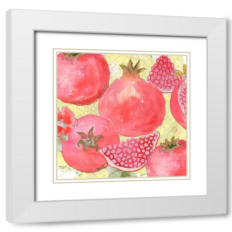 Pomegranate Medley I White Modern Wood Framed Art Print with Double Matting by Mark, Leslie