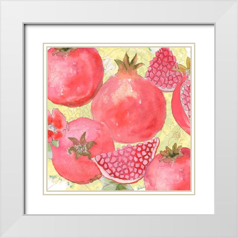 Pomegranate Medley I White Modern Wood Framed Art Print with Double Matting by Mark, Leslie