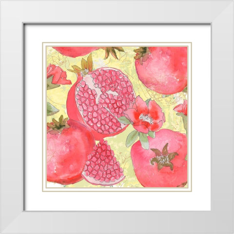 Pomegranate Medley II White Modern Wood Framed Art Print with Double Matting by Mark, Leslie