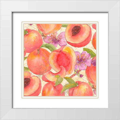 Peach Medley II White Modern Wood Framed Art Print with Double Matting by Mark, Leslie