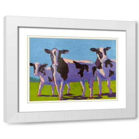 Cow Pals IV White Modern Wood Framed Art Print with Double Matting by Young, Carol