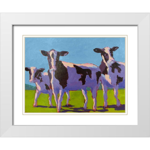 Cow Pals IV White Modern Wood Framed Art Print with Double Matting by Young, Carol