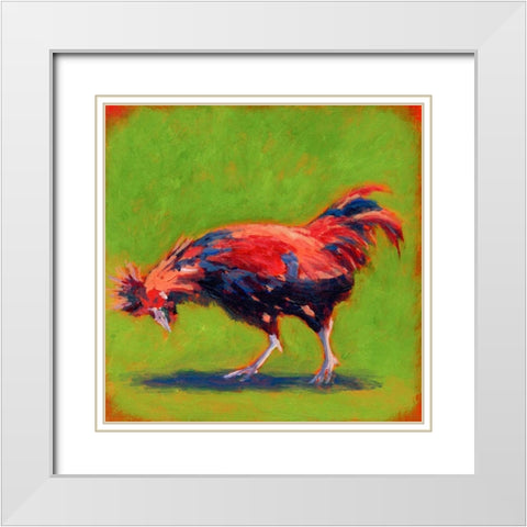 Proud Red II White Modern Wood Framed Art Print with Double Matting by Young, Carol