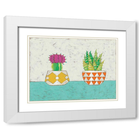 Succulent Duo II White Modern Wood Framed Art Print with Double Matting by Zarris, Chariklia