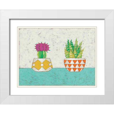 Succulent Duo II White Modern Wood Framed Art Print with Double Matting by Zarris, Chariklia