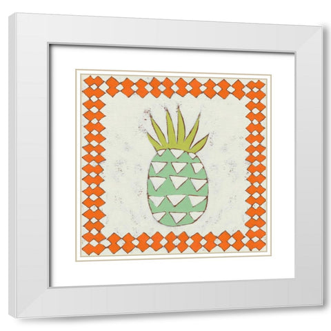 Pineapple Vacation I White Modern Wood Framed Art Print with Double Matting by Zarris, Chariklia