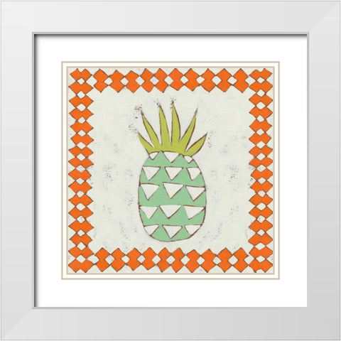 Pineapple Vacation I White Modern Wood Framed Art Print with Double Matting by Zarris, Chariklia
