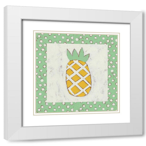 Pineapple Vacation II White Modern Wood Framed Art Print with Double Matting by Zarris, Chariklia