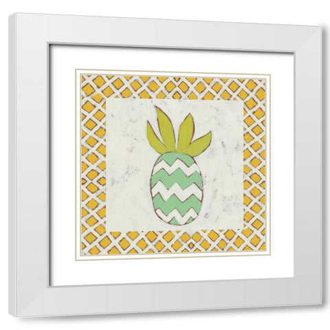 Pineapple Vacation III White Modern Wood Framed Art Print with Double Matting by Zarris, Chariklia