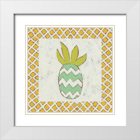 Pineapple Vacation III White Modern Wood Framed Art Print with Double Matting by Zarris, Chariklia
