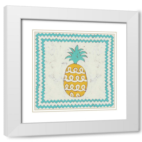 Pineapple Vacation IV White Modern Wood Framed Art Print with Double Matting by Zarris, Chariklia