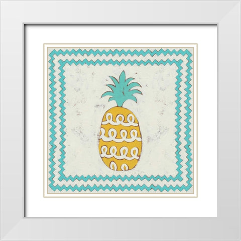 Pineapple Vacation IV White Modern Wood Framed Art Print with Double Matting by Zarris, Chariklia