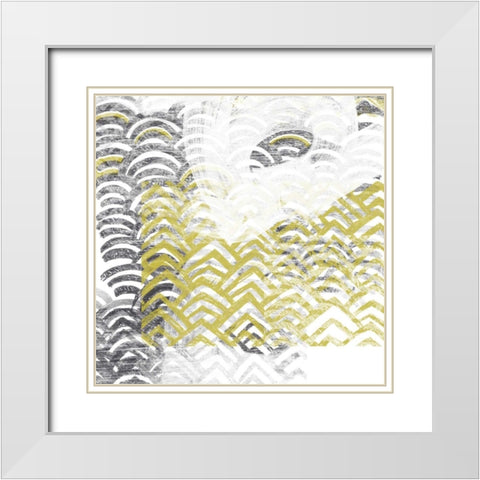 Block Print Abstract VII White Modern Wood Framed Art Print with Double Matting by Vess, June Erica