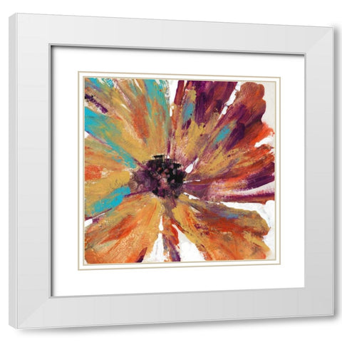 Orange Splash II White Modern Wood Framed Art Print with Double Matting by OToole, Tim