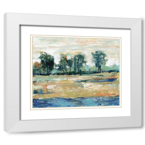 Blue Shade I White Modern Wood Framed Art Print with Double Matting by OToole, Tim