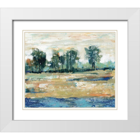 Blue Shade I White Modern Wood Framed Art Print with Double Matting by OToole, Tim