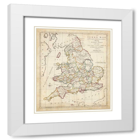 Towns, Castles and Abbeys in England and Wales  White Modern Wood Framed Art Print with Double Matting by Unknown