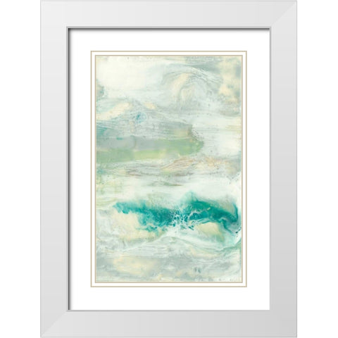 Serene Seafoam I White Modern Wood Framed Art Print with Double Matting by Goldberger, Jennifer