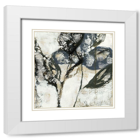 Crackled Stems I White Modern Wood Framed Art Print with Double Matting by Goldberger, Jennifer