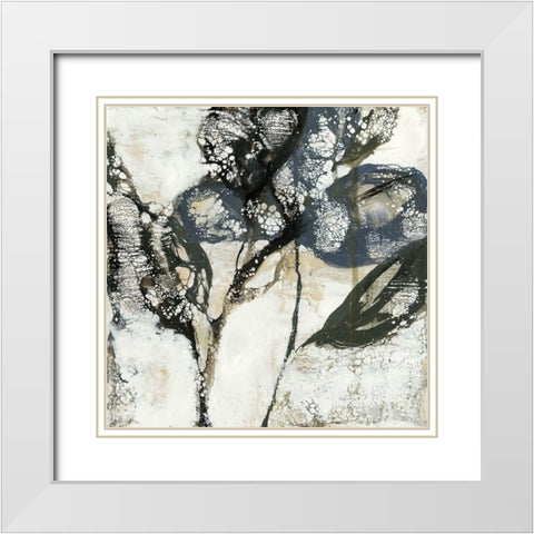 Crackled Stems I White Modern Wood Framed Art Print with Double Matting by Goldberger, Jennifer