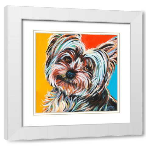 Sweet Yorkie II White Modern Wood Framed Art Print with Double Matting by Vitaletti, Carolee